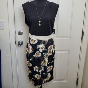 Miusol Women's Scoop Neck Flower Slim Dress